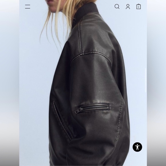 Zara Oversized Faux Leather Bomber Jacket - Picture 3 of 10